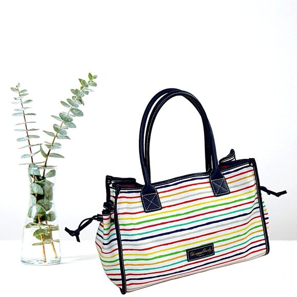 Dooney & Bourke Handbags - Dooney & Bourke Multi Watercolor White Blue Striped Tote
